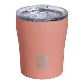 Ποτήρι Θερμός Ροζ (Matte) με Διαφανές Καπάκι 300ml | Οικολογικά Ποτήρια στο coffeetales