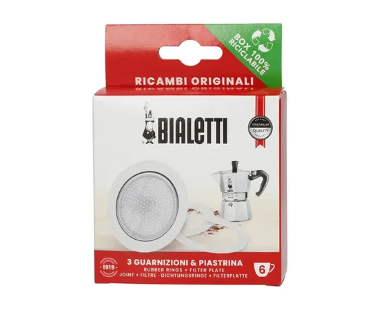 Bialetti Moka - Σετ 3φλάντζες + 1φίλτρο 6cups | Συσκευές Εκχύλισης Καφέ στο coffeetales