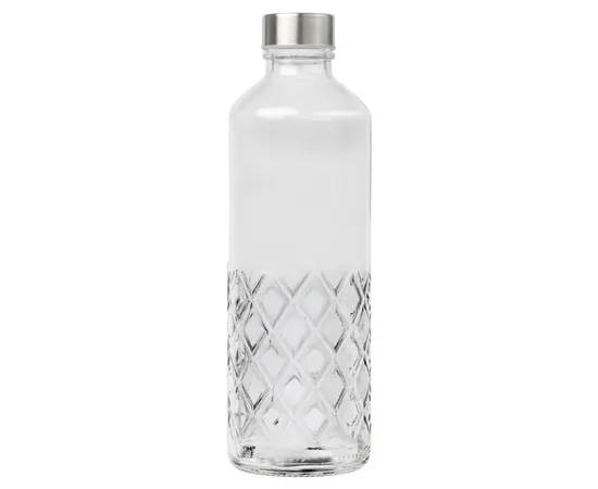 Μπουκάλι Γυάλινο Water Diamond 1000ml με ασημί καπάκι | Κανάτες στο coffeetales