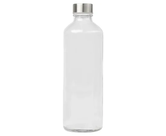 Μπουκάλι Γυάλινο Water Plain 1000ml με ασημί καπάκι | Κανάτες στο coffeetales