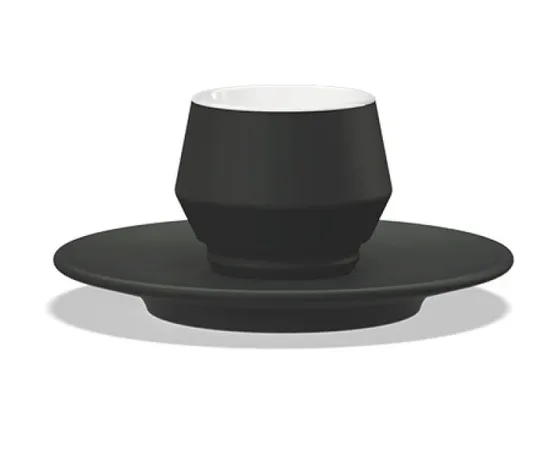 Φλυτζάνι Espresso μαύρο ματ στοιβαζόμενο με πιατάκι στοιβαζόμενο Lunik 70ml | Φλυτζάνια & Κούπες στο coffeetales