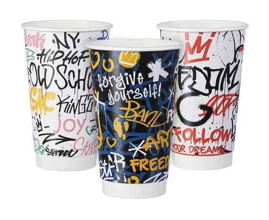 Διπλότοιχο Ποτήρι Graffiti Mix 16oz, 500τμχ | Ποτήρια & Καπάκια στο coffeetales