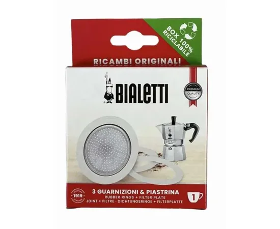 Bialetti Moka - Σετ 3φλάντζες + 1φίλτρο 1cup | Συσκευές Εκχύλισης Καφέ στο coffeetales