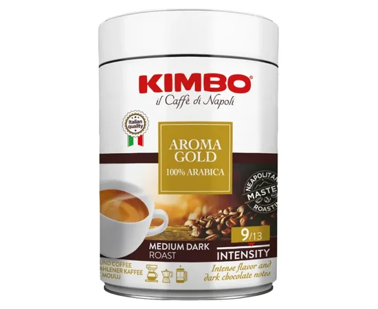 Καφές Espresso Kimbo Aroma Gold 100% Arabica Tin 250g Αλεσμένος | Αλεσμένος στο coffeetales