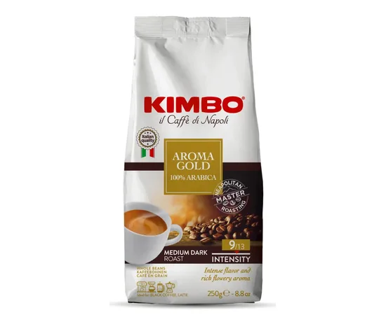 Καφές Espresso Kimbo Aroma Gold 100%Arabica 250g Σπυρί | Κόκκοι στο coffeetales