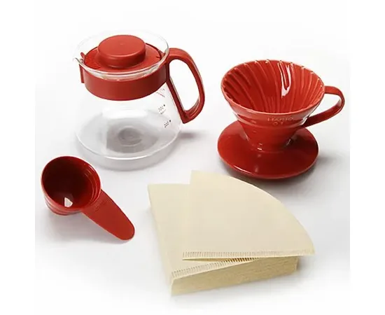 Hario V60 VDS-3012R - Καφετιέρα ζεστής εκχύλισης κεραμική κόκκινη | Συσκευές Εκχύλισης Καφέ στο coffeetales