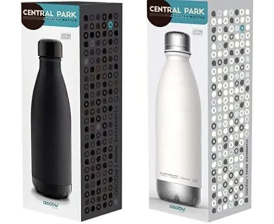 Asobu Central Park - Μπουκάλι Θερμός Μαύρο/Ασημί 500ml | Οικολογικά Ποτήρια στο coffeetales