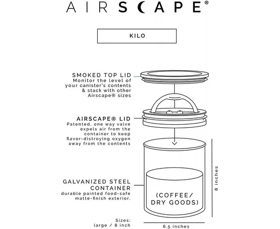 Δοχείο Αποθήκευσης Μεταλλικό Καφέ Airscape Κίτρινο Ματ 850ml / 250gr | Δοχεία Αποθήκευσης Καφέ στο coffeetales