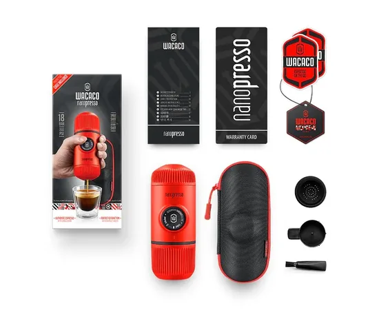 Wacaco Nanopresso Elements Lava Red - Μηχανή Χειρός Espresso για αλεσμένο Με Θήκη Κόκκινο Χρώμα | Συσκευές Εκχύλισης Καφέ στο coffeetales