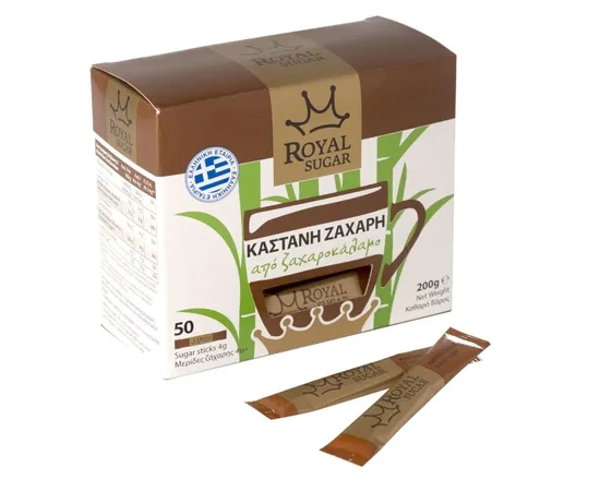 Ζάχαρη Καστανή Sticks Royal 4gr x 50 τεμ. | Ζάχαρη στο coffeetales