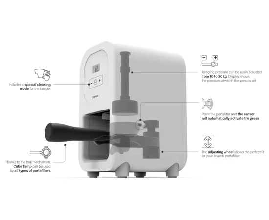 Compak Cube Tamp 58mm - Ηλεκτρονικό Πατητήρι καφέ | Πατητήρια στο coffeetales