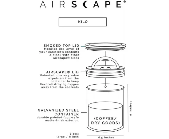Δοχείο Αποθήκευσης Μεταλλικό Καφέ Airscape Κόκκινο Ματ 1800ml/500gr | Δοχεία Αποθήκευσης Καφέ στο coffeetales